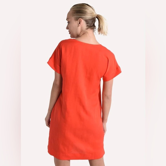 Red Tencel Linen Ellison Shift Dress - Picture 3 of 7